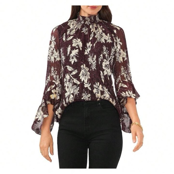 Vince Camuto Tops - Vince Camuto Sparkle And Shine Womens Metallic Ruffled Blouse